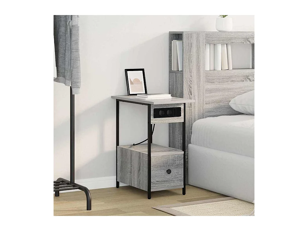 Comodino grigio Sonoma 60 x 30 x 61 cm in legno ingegnerizzato