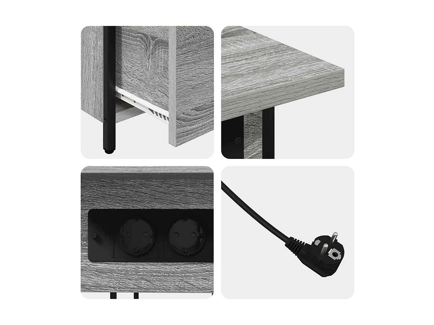 Cabinet de chevet Sonoma gris 60 x 30 x 61 cm Bois d'ingénierie