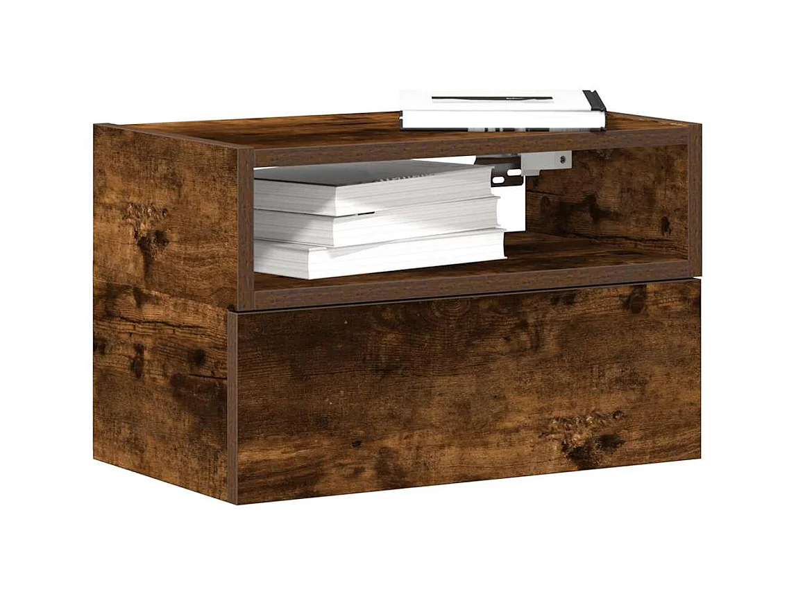 Comodini da parete 2 pz Rovere fumé 45x26x28,5 cm