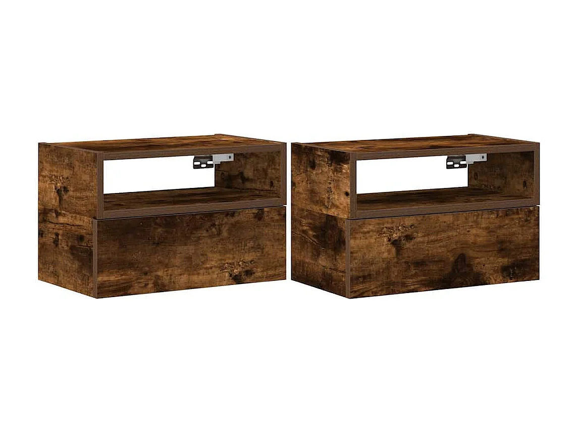 Tables de chevet murales 2 pcs Chêne fumé 45x26x28,5 cm
