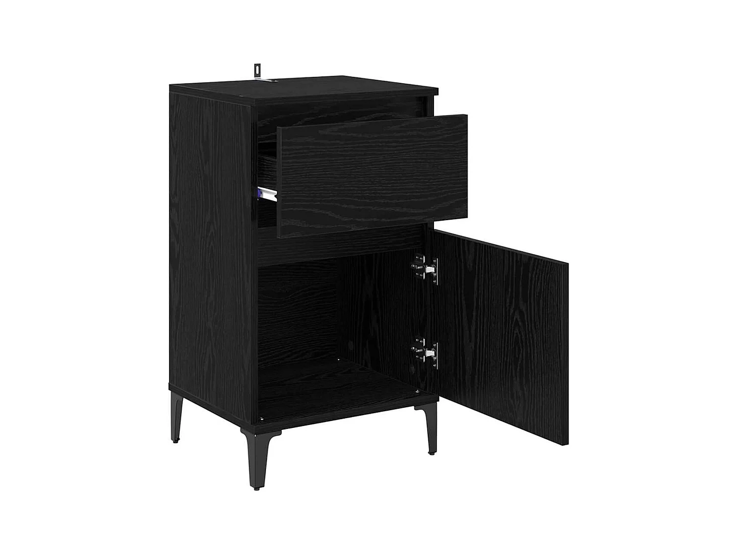 Comodino in rovere nero 40 x 35 x 70 cm in legno ingegnerizzato