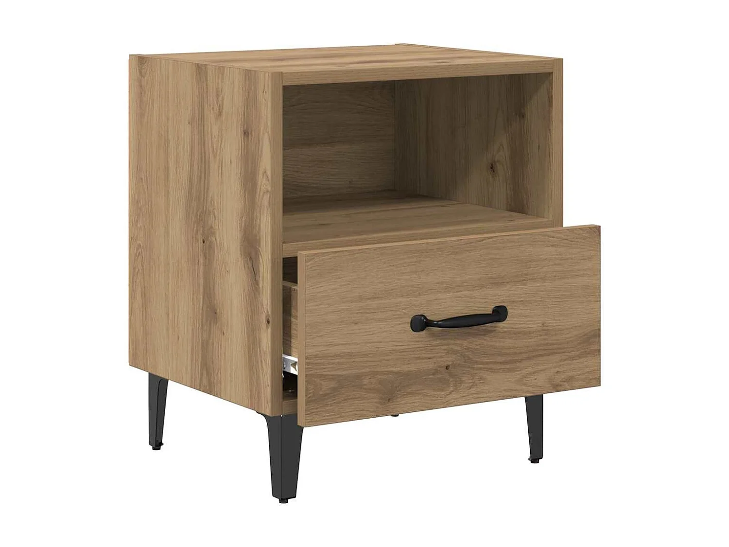 Comodino con cassetto, rovere lavorato a mano, 40 x 35 x 47,5 cm