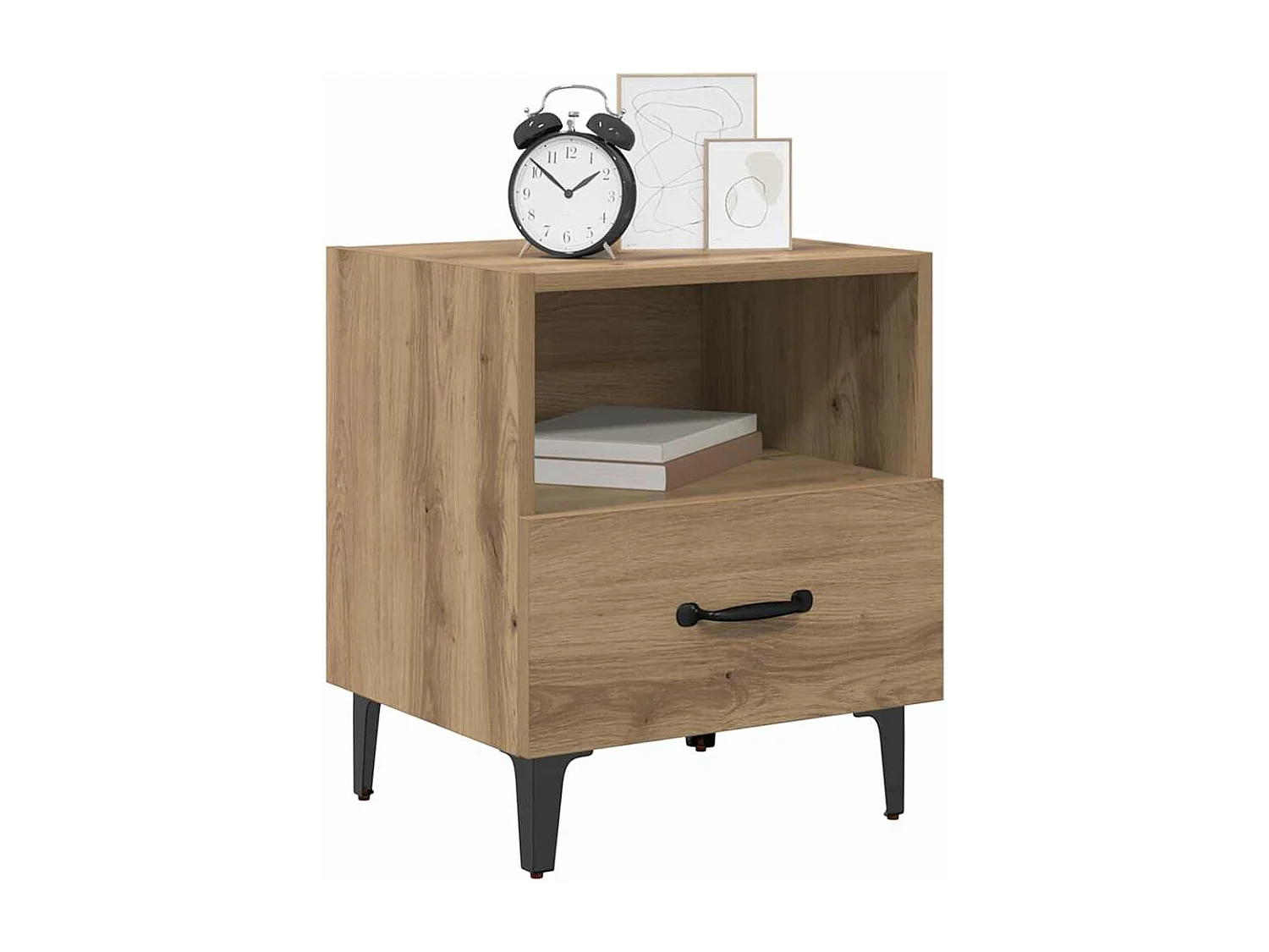 Cabinet de chevet avec tiroir chêne artisanal 40 x 35 x 47.5 cm