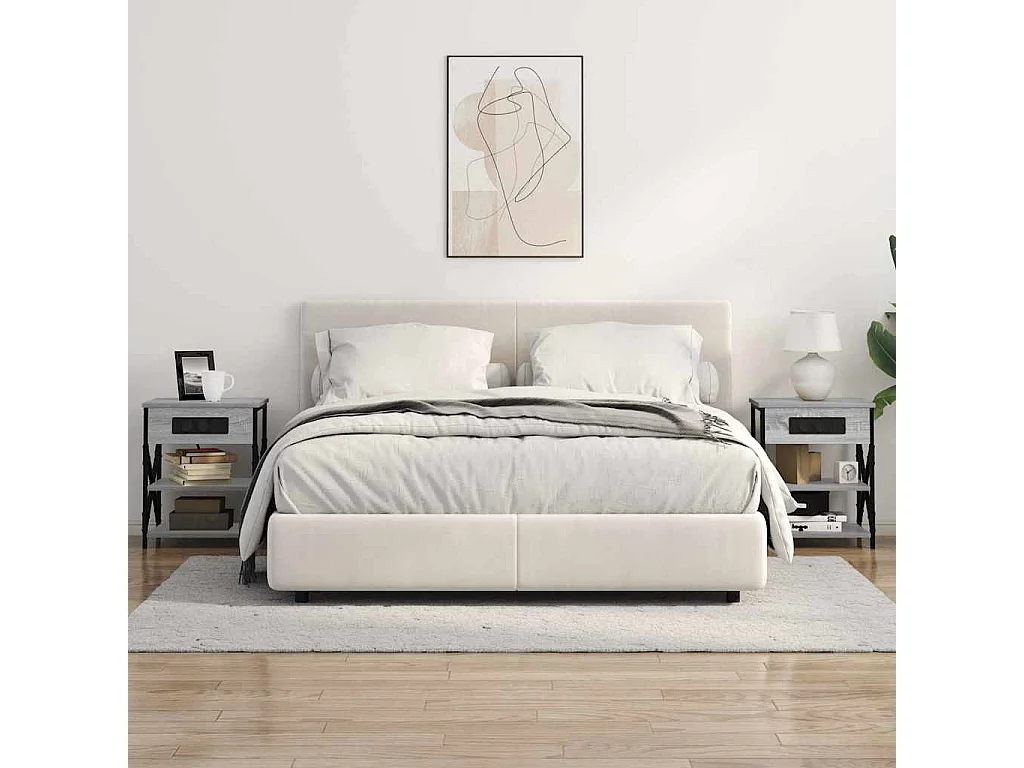 Table de nuit avec station de chargement 2 pcs Sonoma gris