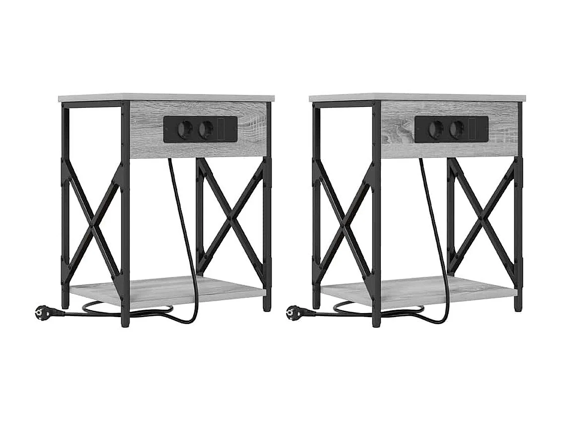 Cabinet de chevet avec tiroir 2 pcs Sonoma gris 41 x 31 x 51 cm