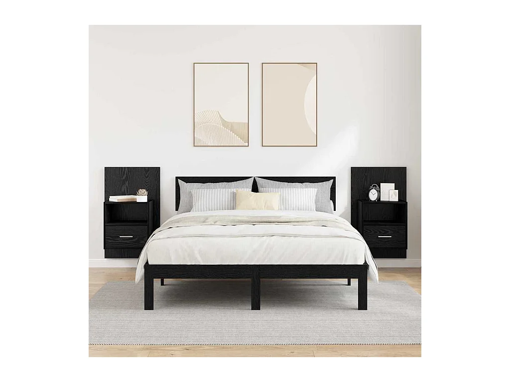 Mobile letto con cassetto 2 pezzi Rovere nero 48,5 x 32,5 x 80 cm
