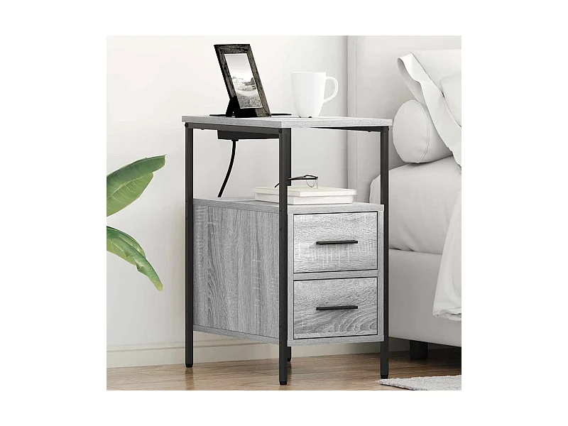 Mesitas de noche 2 piezas Sonoma gris 30 x 48 x 61 cm