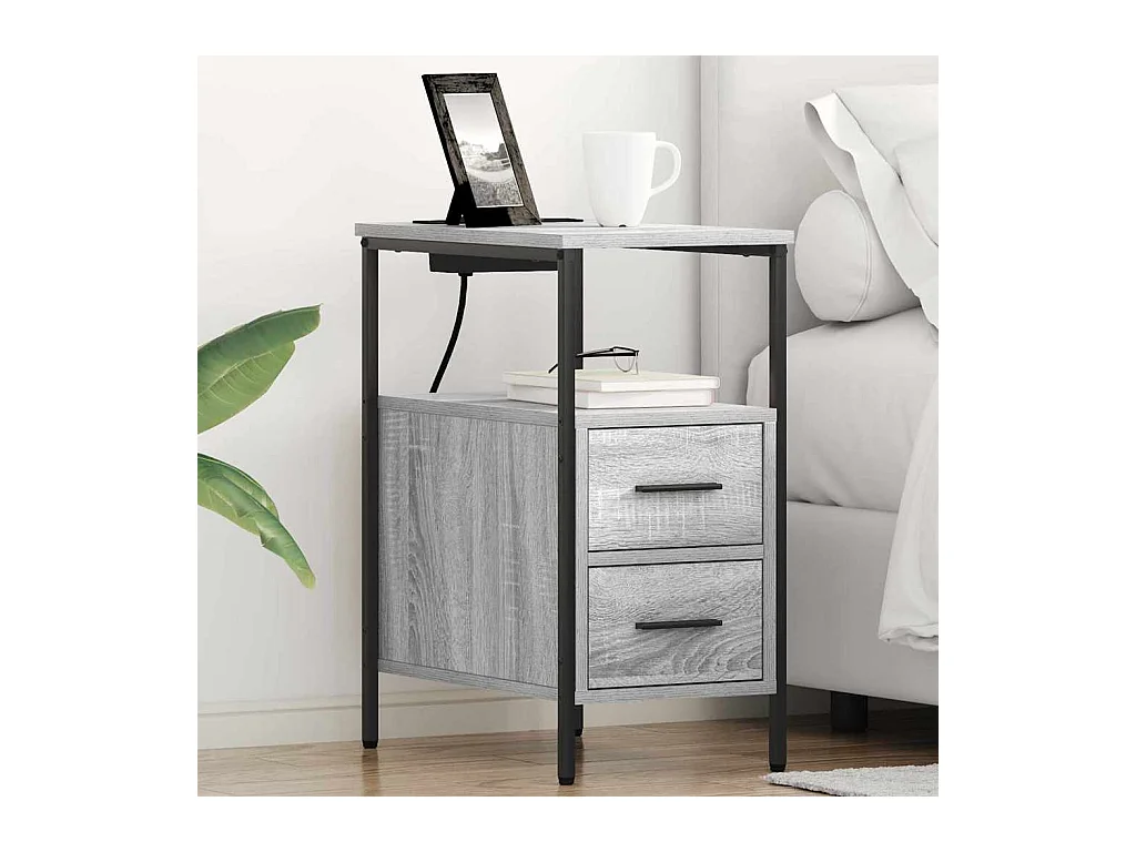 Nachttische 2 Stk. Sonoma grau 30 x 48 x 61 cm