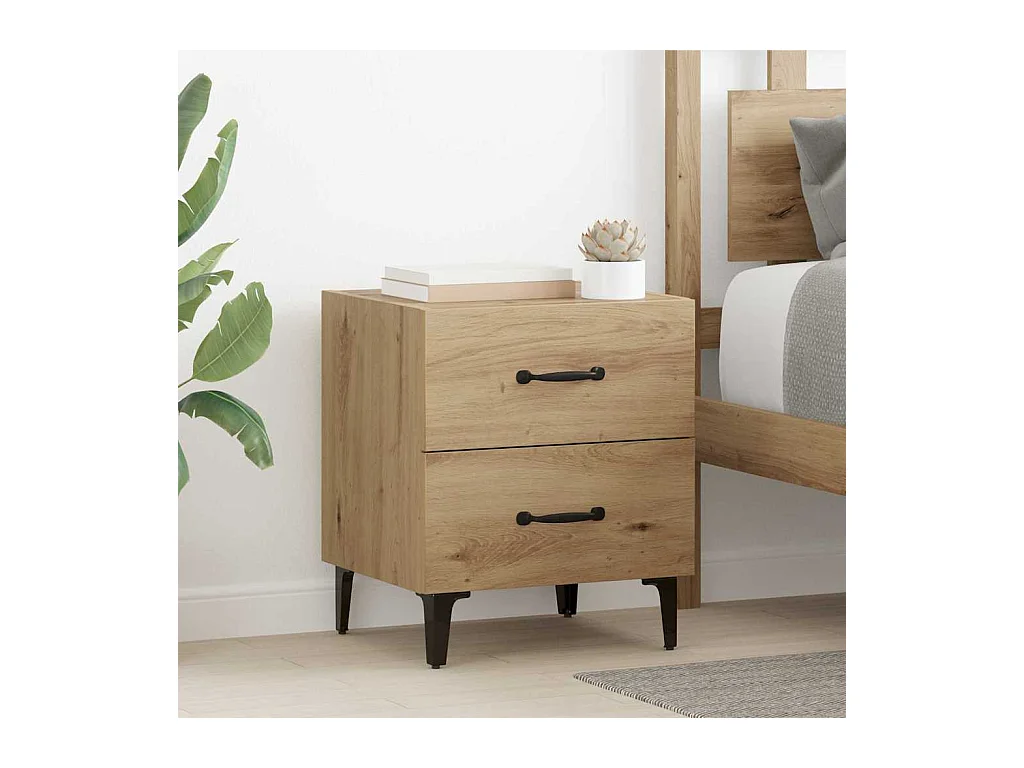 Armoire de lit avec tiroir chêne artisanal 40 x 35 x 47.5 cm