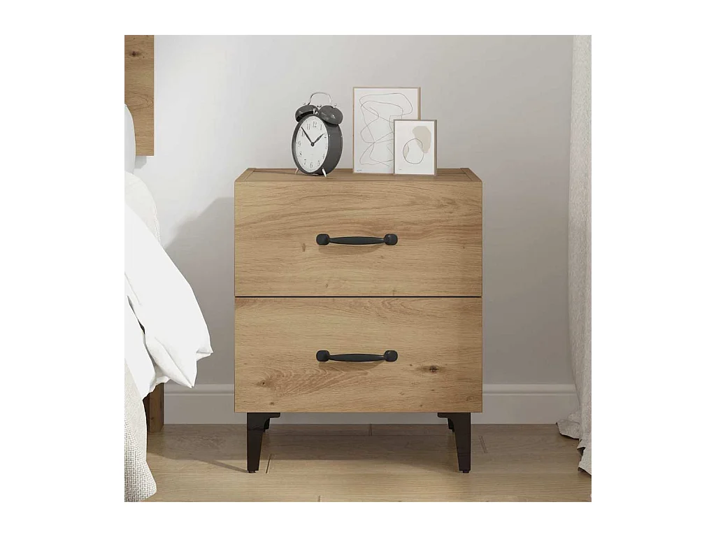 Armoire de lit avec tiroir chêne artisanal 40 x 35 x 47.5 cm