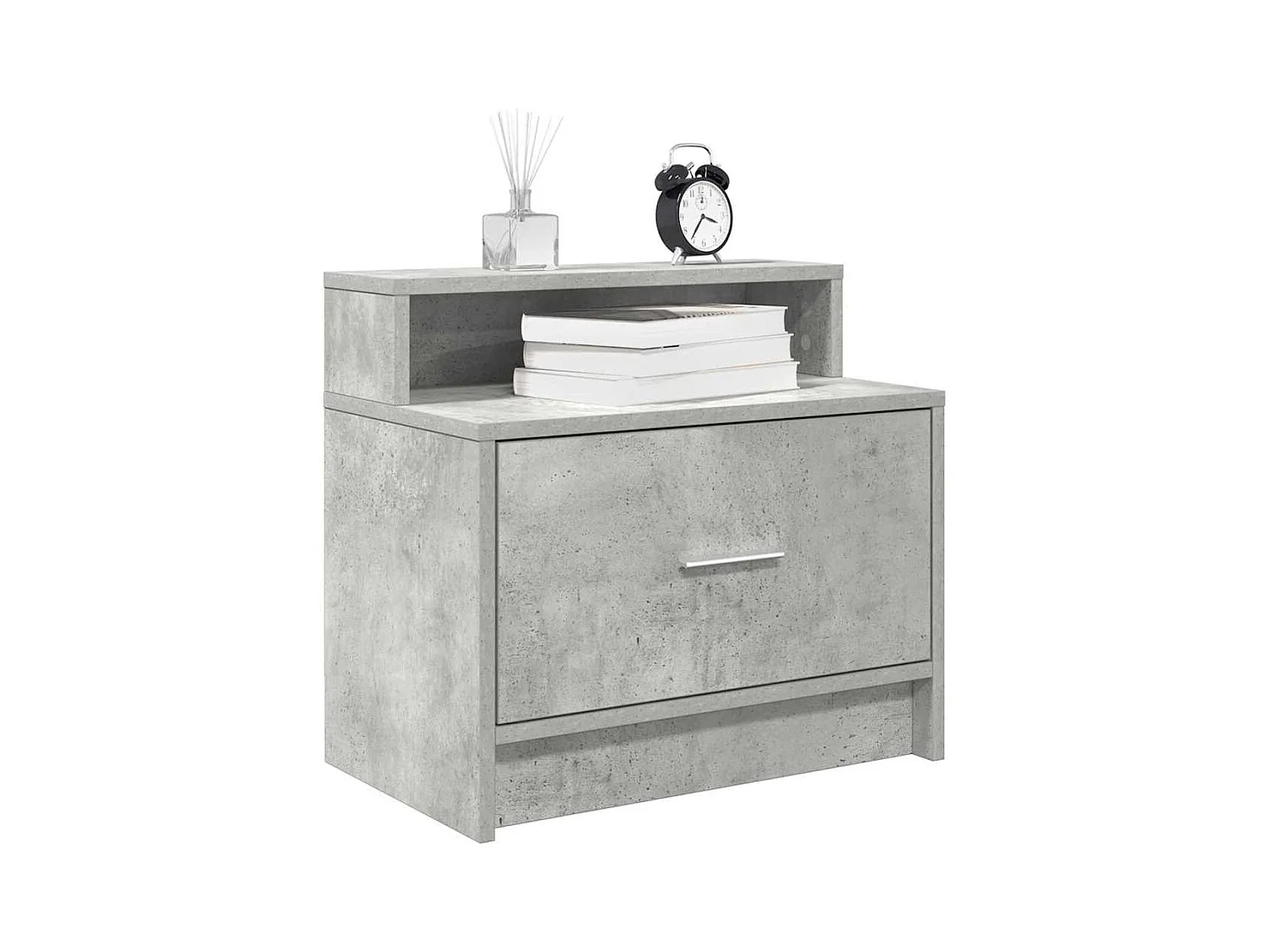 Comodino con cassetto, grigio cemento, 51x31x47 cm