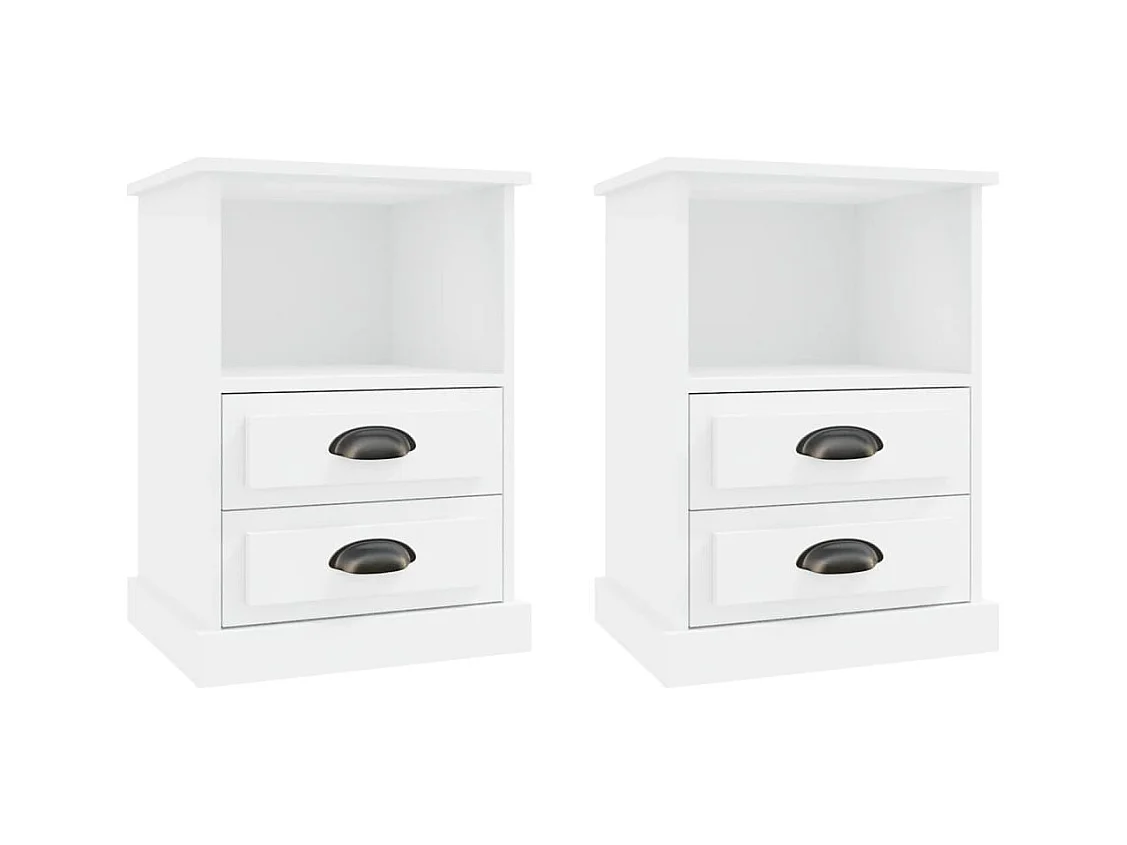 Nachtkastjes 2 stuks wit 43x36x60 cm
