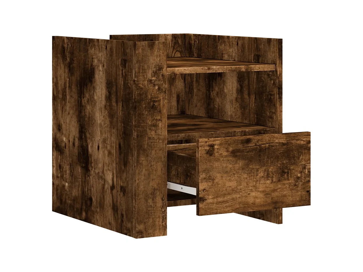 Mesita de noche de roble ahumado 45x50x50 cm madera de ingeniería