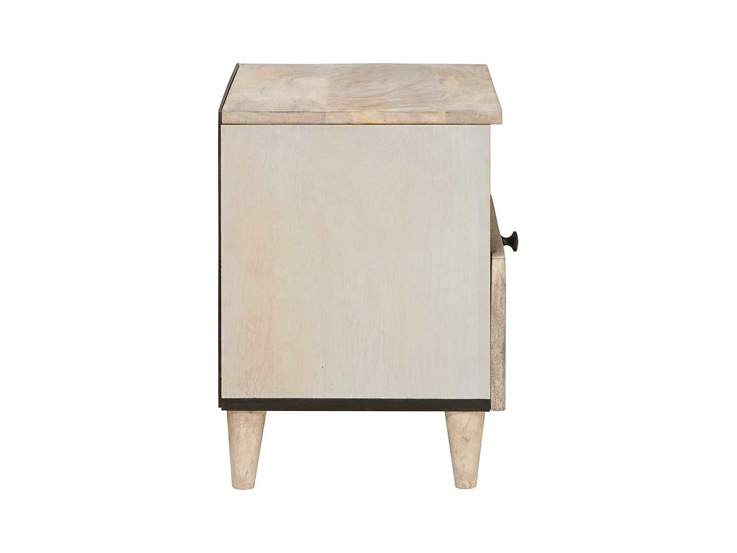 Table de chevet Beige 40 x 33 x 46 cm bois de manguier massif