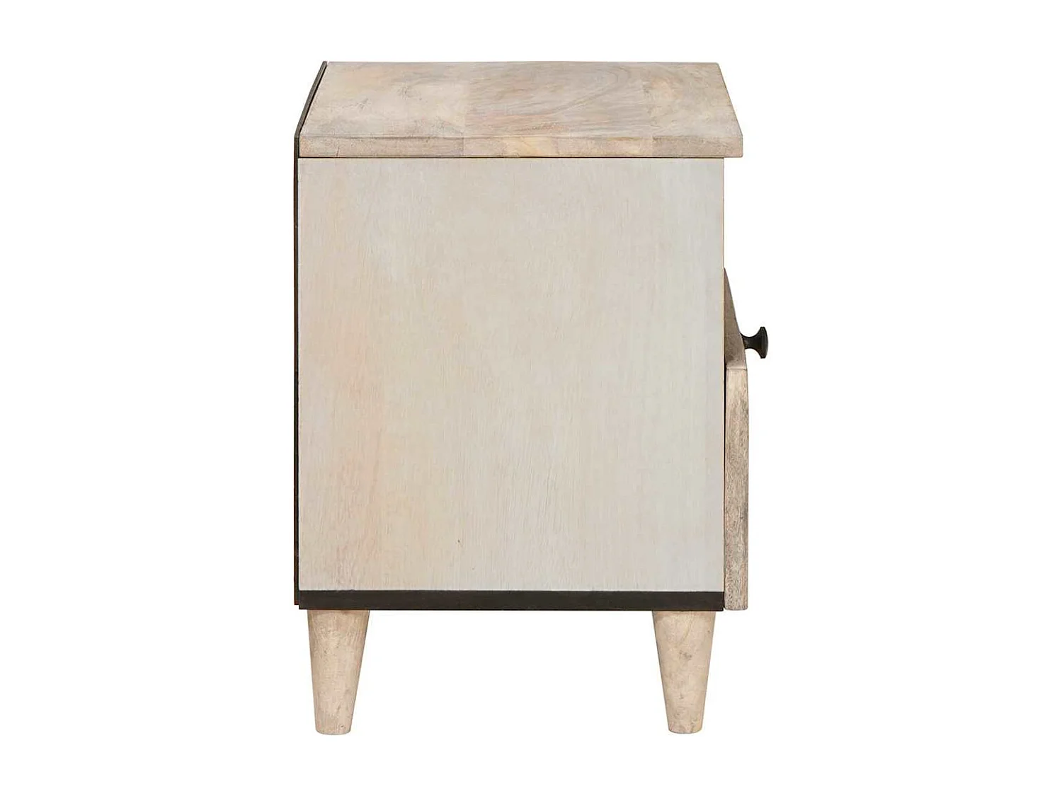 Beige nachtkastje 40 x 33 x 46 cm massief mangohout