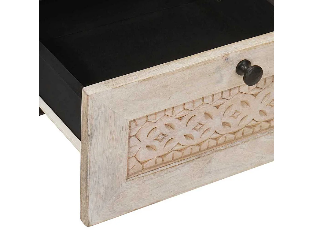 Beige nachtkastje 40 x 33 x 46 cm massief mangohout