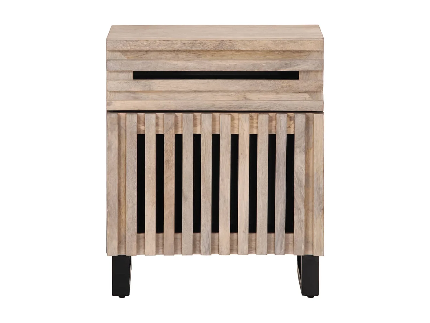 Table de chevet blanc 50x34x60 cm bois de manguier massif