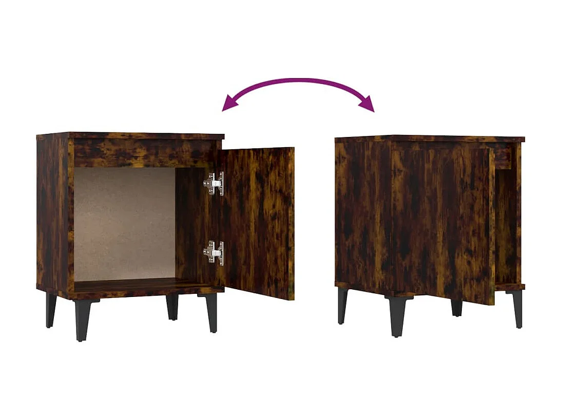Comodini con gambe in metallo rovere fumé 40x30x50 cm