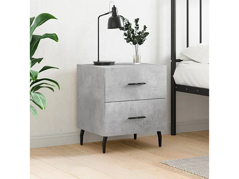 Mesita de noche gris hormigón 40x35x47,5 cm madera de ingeniería