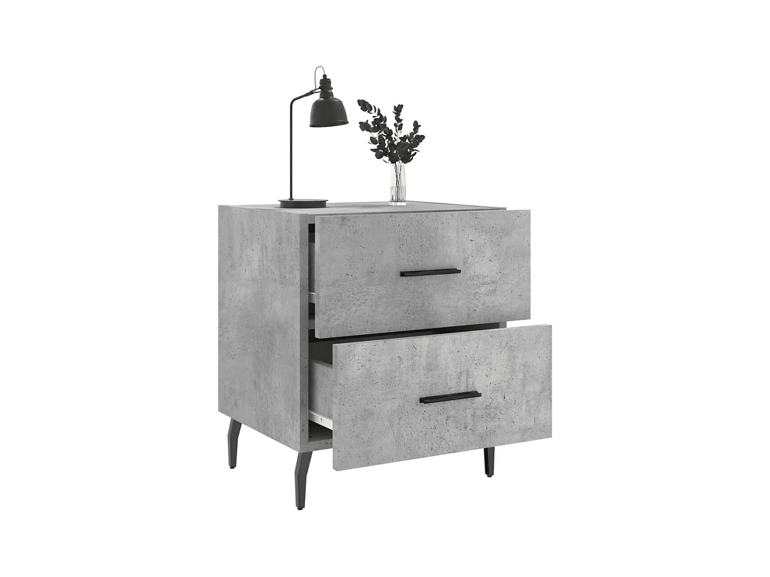 Mesita de noche gris hormigón 40x35x47,5 cm madera de ingeniería