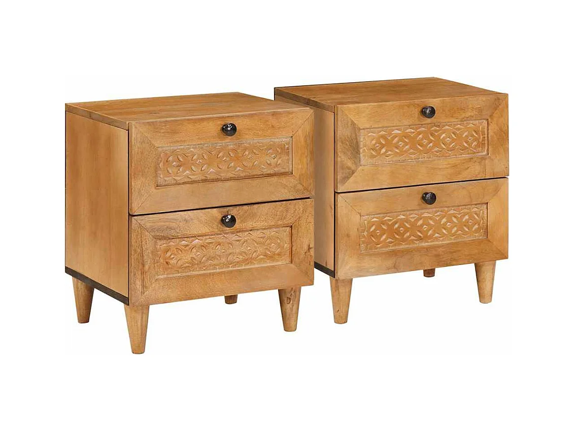 Mesita de noche con cajón 2 uds Marrón claro 40 x 33 x 46 cm