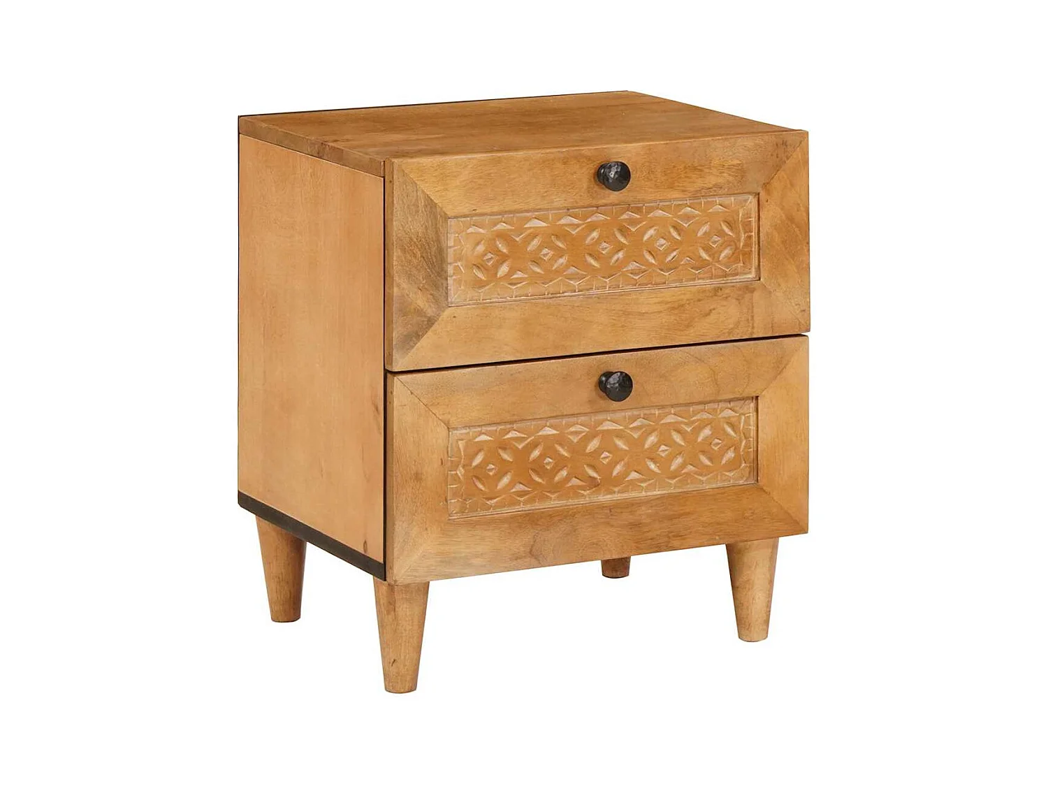 Mesita de noche con cajón 2 uds Marrón claro 40 x 33 x 46 cm