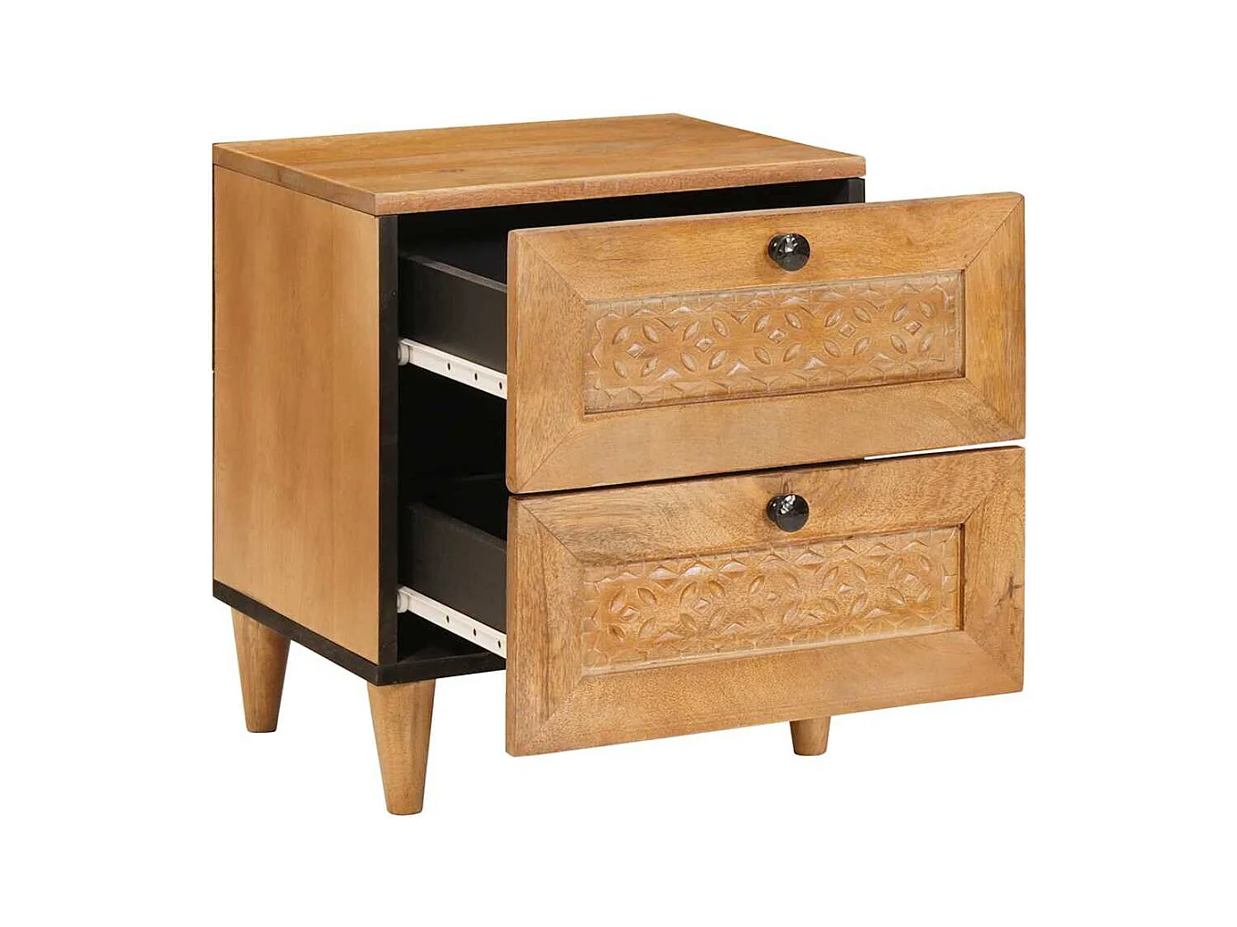 Mesita de noche con cajón 2 uds Marrón claro 40 x 33 x 46 cm