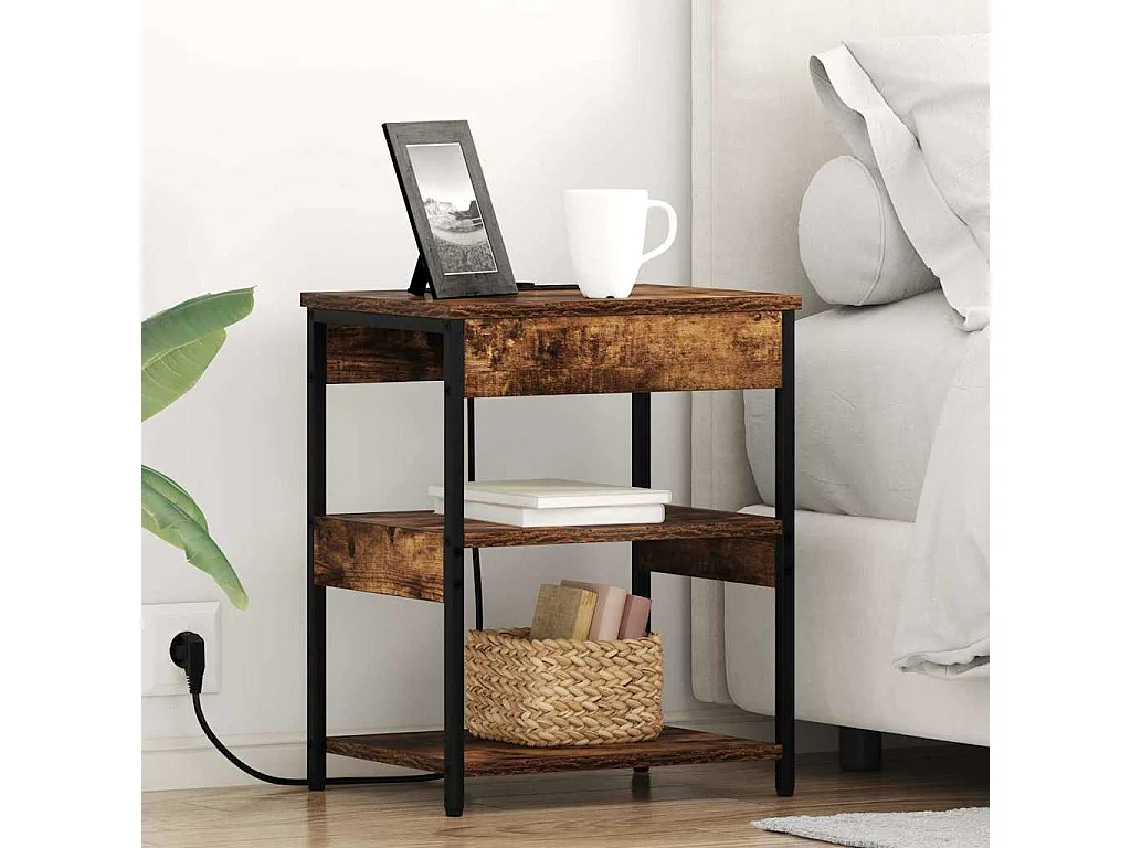 Cabinet de chevet Chêne fumé 41 x 31 x 51 cm Bois d'ingénierie