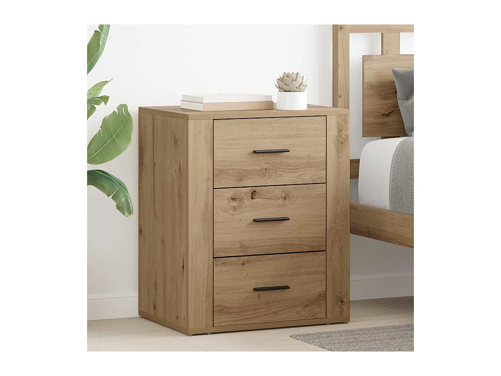 Comodino con cassetto, rovere lavorato a mano, 50 x 36 x 60 cm