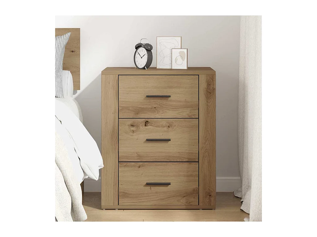 Comodino con cassetto, rovere lavorato a mano, 50 x 36 x 60 cm