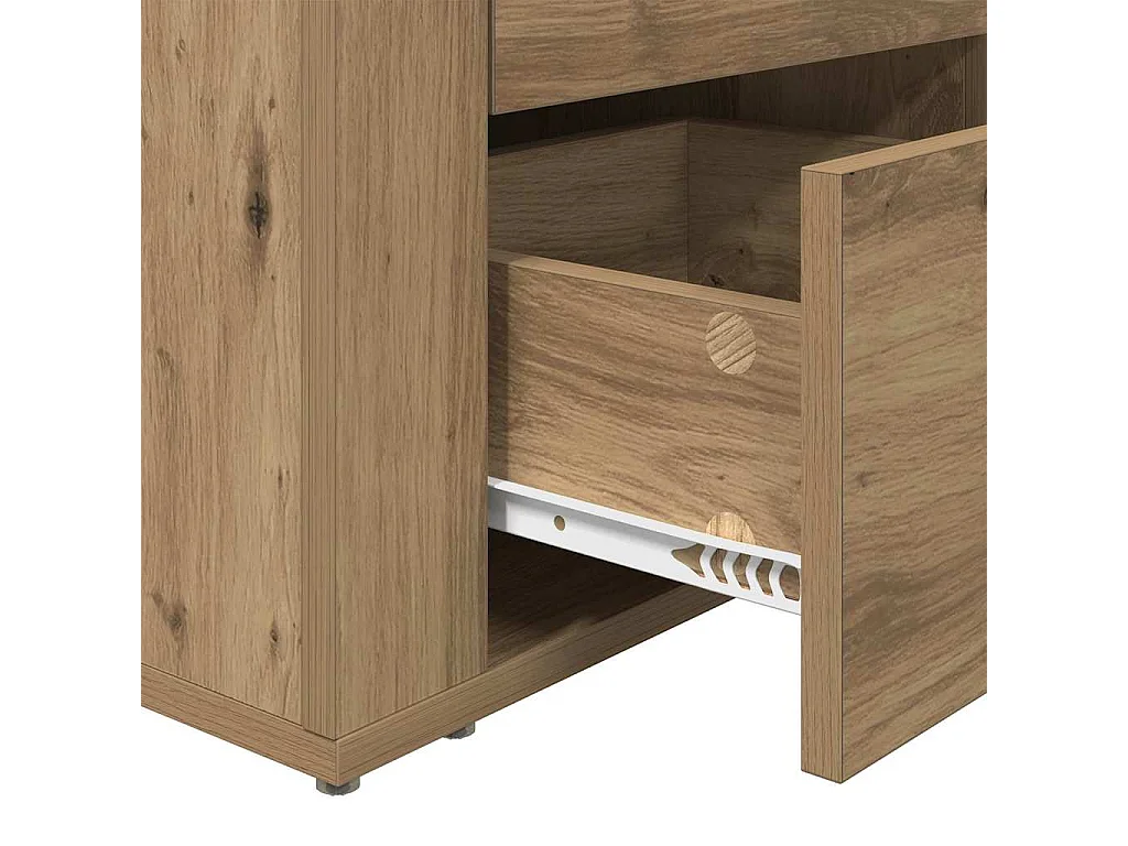 Comodino con cassetto, rovere lavorato a mano, 50 x 36 x 60 cm