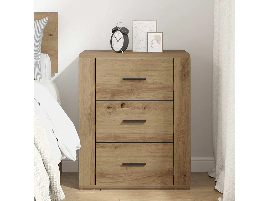 Cabinet de chevet avec tiroir chêne artisanal 50 x 36 x 60 cm