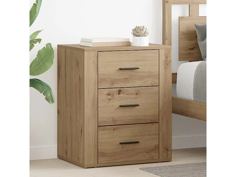 Cabinet de chevet avec tiroir chêne artisanal 50 x 36 x 60 cm