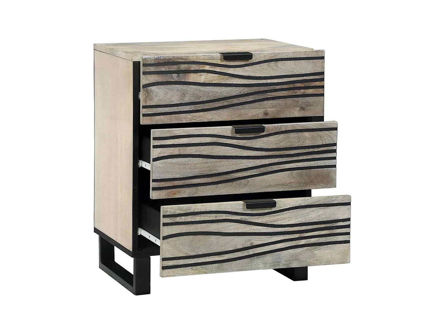 Nachtkastje met lade Wit en zwart 50 x 33 x 60 cm