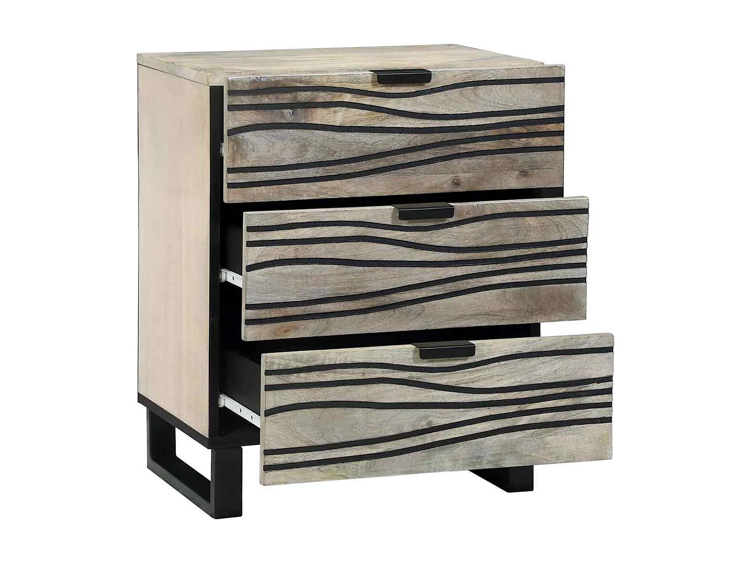 Cabinet de chevet avec tiroir Blanc et noir 50 x 33 x 60 cm