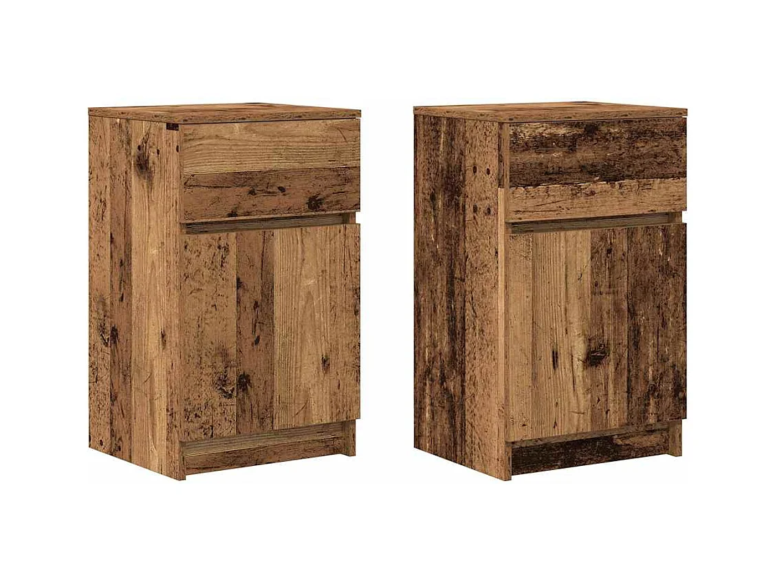 Nachtkastjes 2 stuks oud hout 39x35x65 cm bewerkt hout