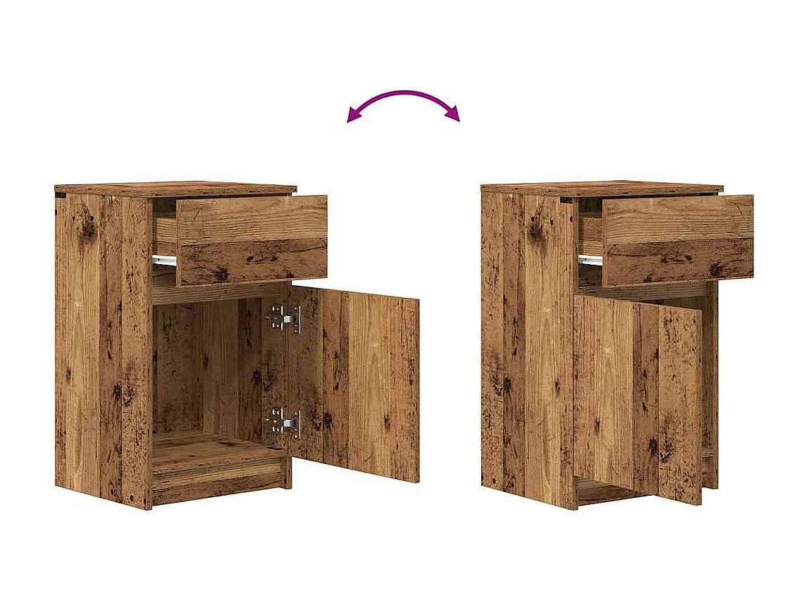 Nachtkastjes 2 stuks oud hout 39x35x65 cm bewerkt hout