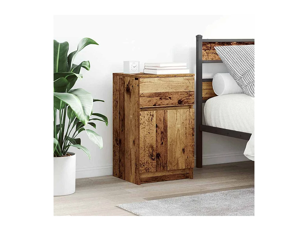 Comodini 2 pezzi in legno vecchio 39x35x65 cm in legno ingegnerizzato