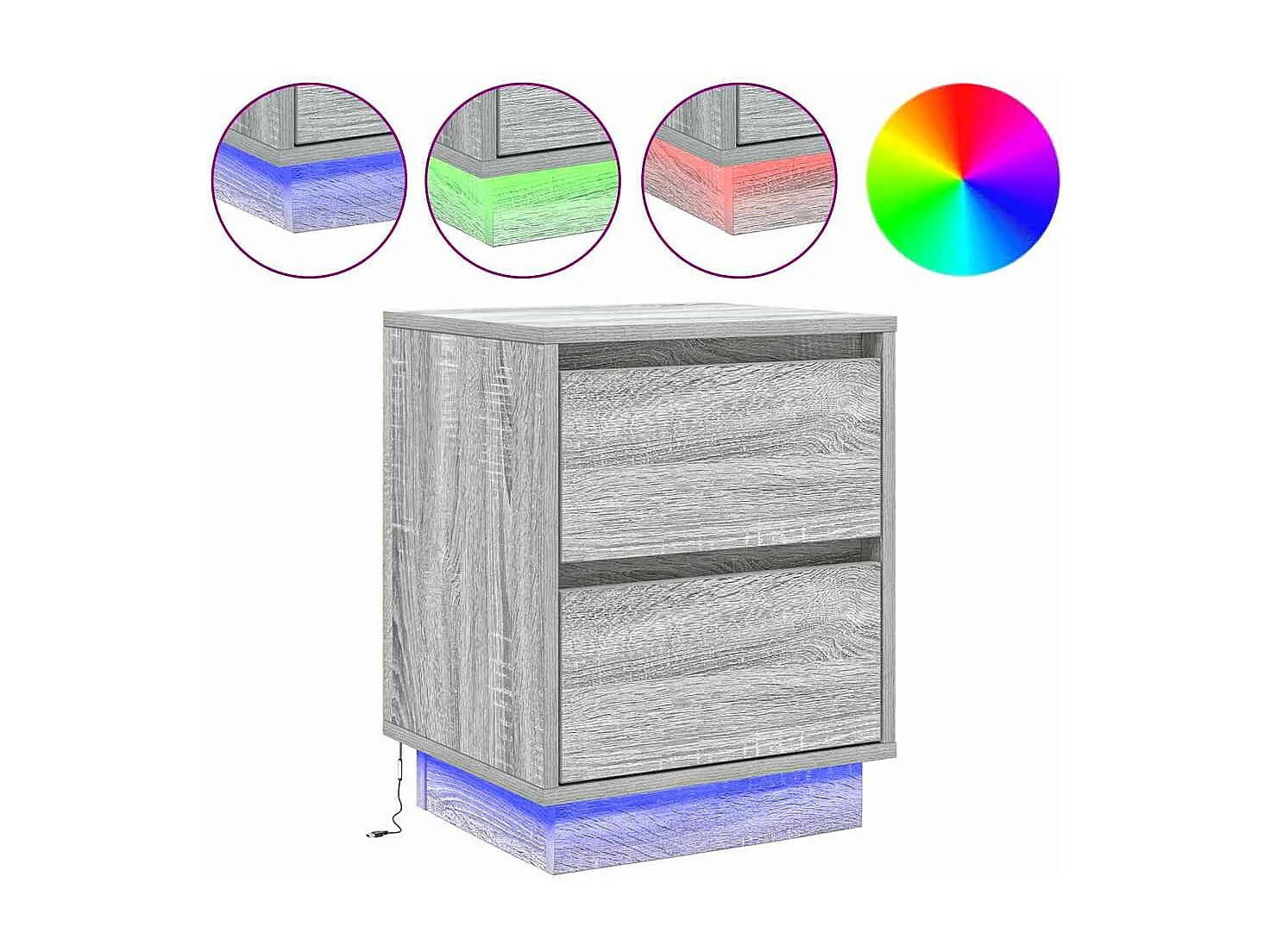 Cabinet de chevet avec Gris 39 x 34.5 x 50 cm Bois d'ingénierie