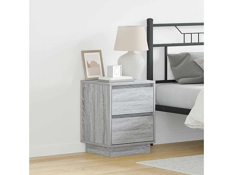 Cabinet de chevet avec Gris 39 x 34.5 x 50 cm Bois d'ingénierie