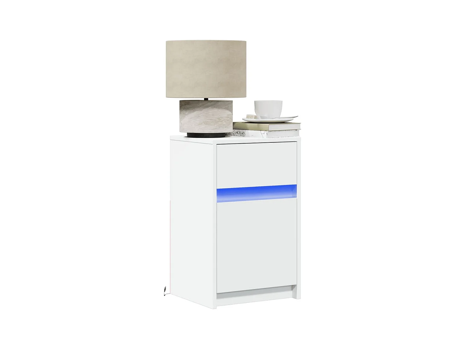 Armoire de chevet avec lumières LED blanc bois d'ingénierie