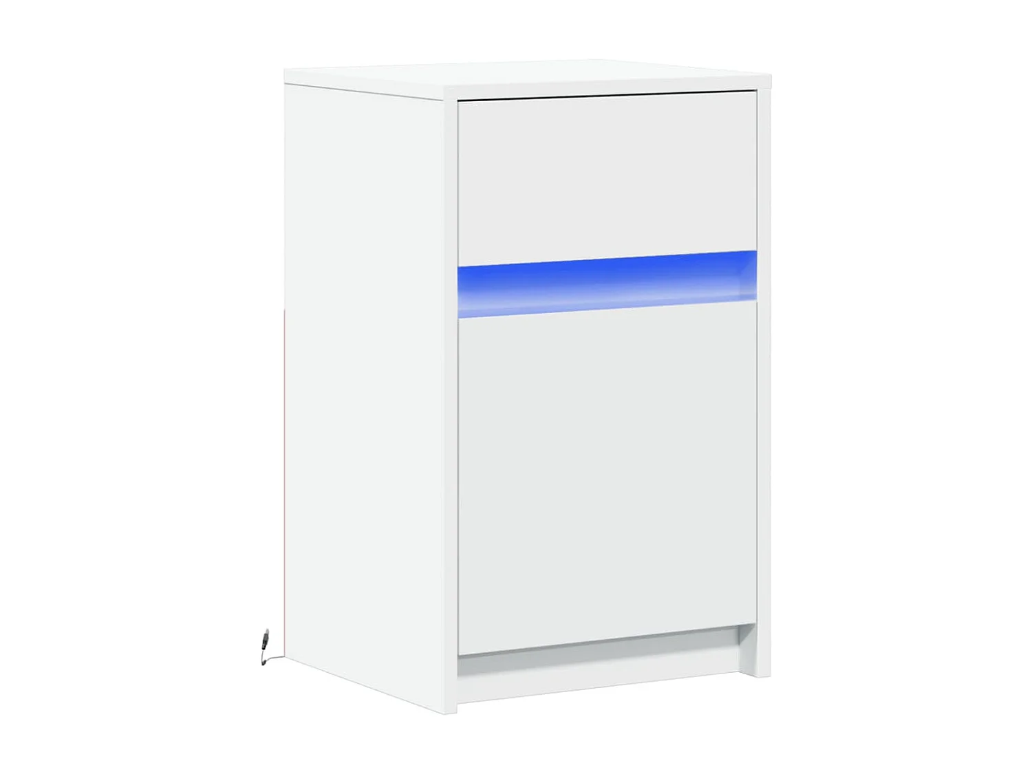 Armoire de chevet avec lumières LED blanc bois d'ingénierie