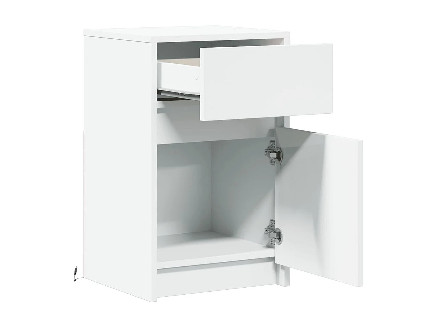 Armoire de chevet avec lumières LED blanc bois d'ingénierie