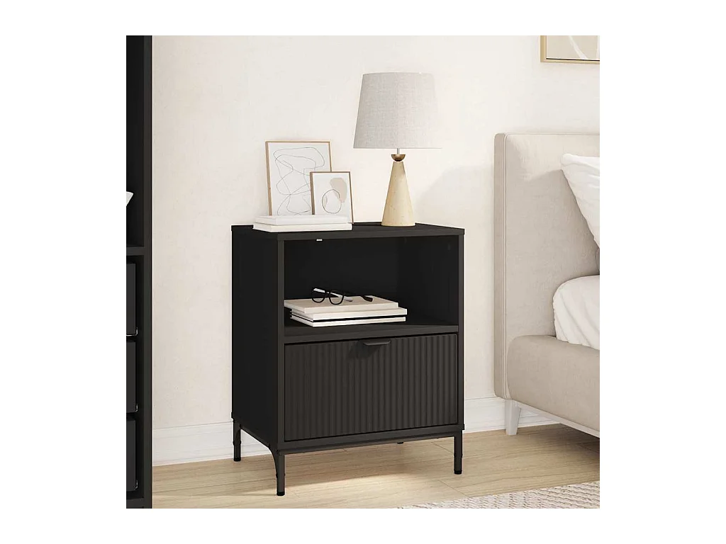 Mesita de noche Negra 49 x 36 x 61 cm Madera de ingeniería