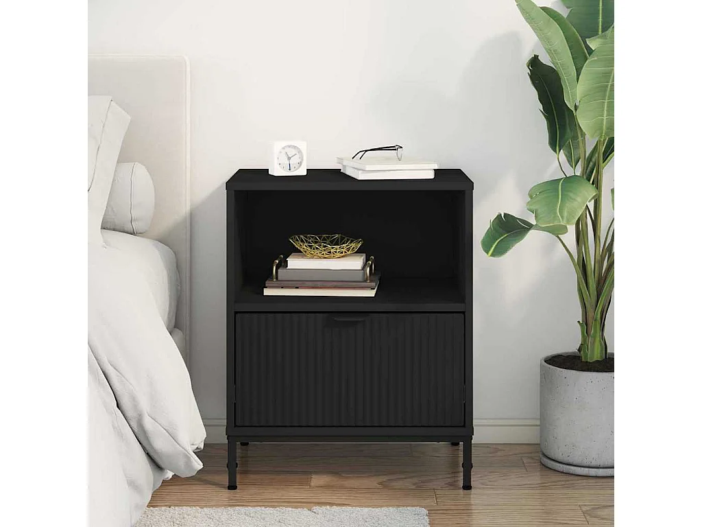 Table de chevet Noir 49 x 36 x 61 cm Bois d'ingénierie