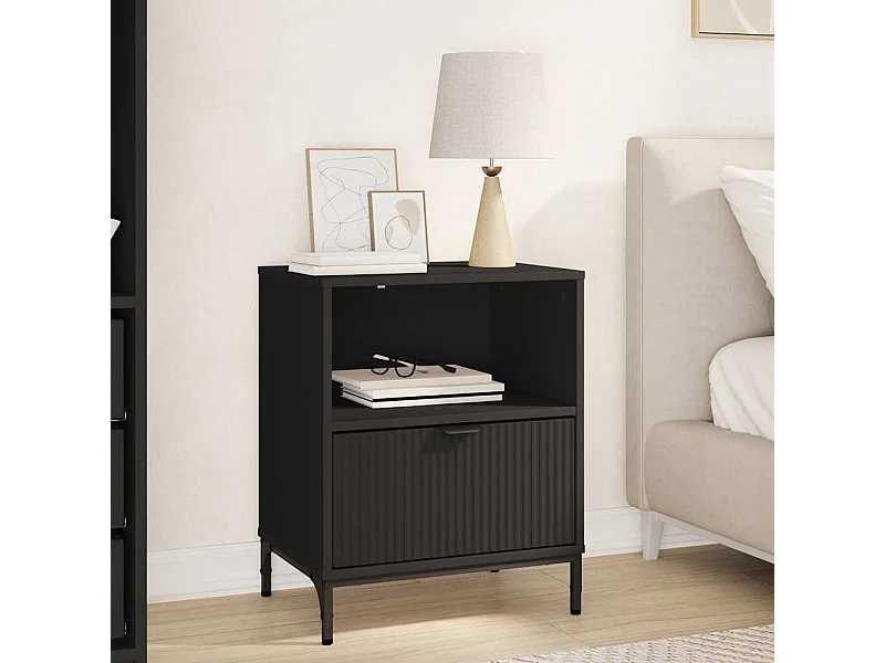 Table de chevet Noir 49 x 36 x 61 cm Bois d'ingénierie