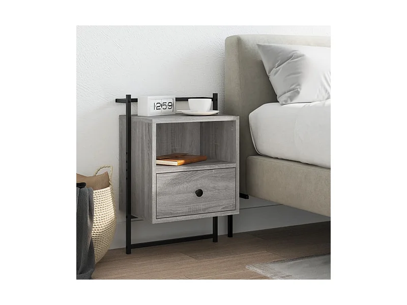 Sonoma Grey Wandgemonteerd Nachtkastje 40x30x61cm Gemaakt van Bewerkt Hout