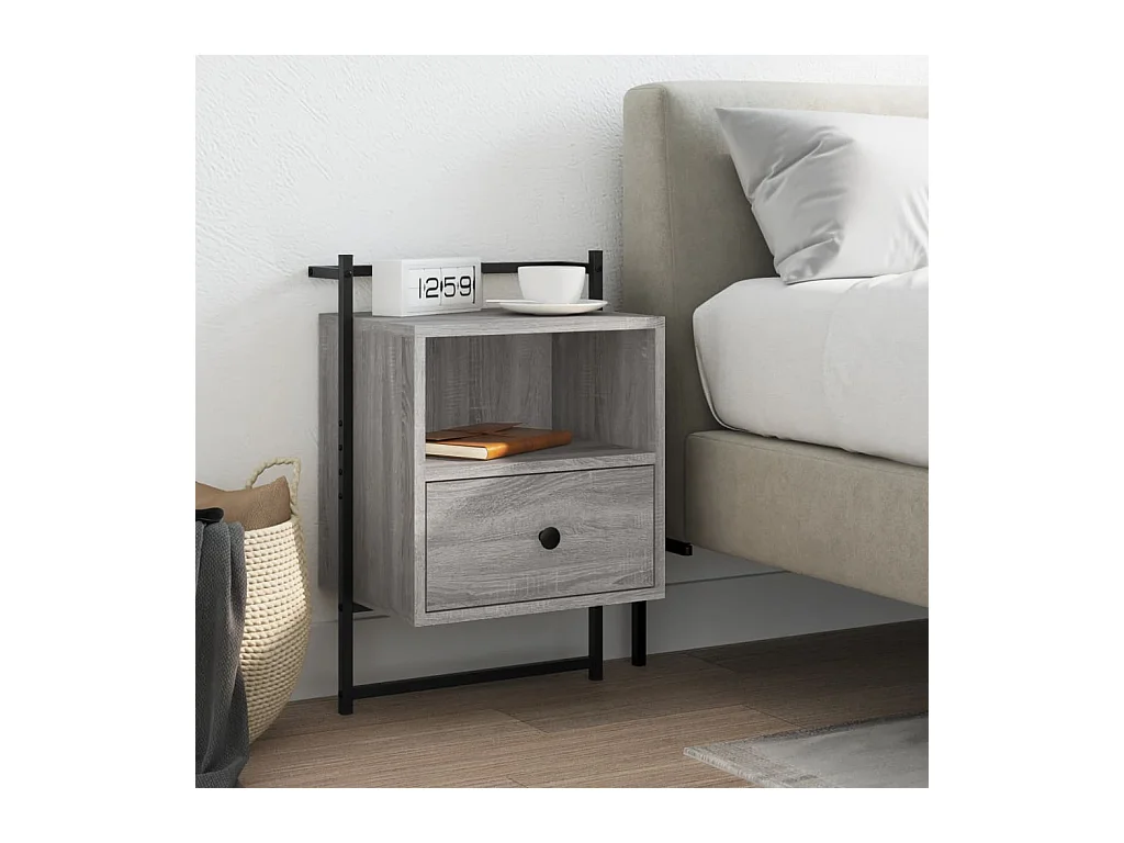 Comodino da parete grigio Sonoma 40x30x61cm in legno ingegnerizzato