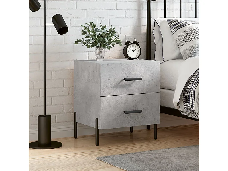 Table de chevet gris béton 40x35x47,5 cm bois d’ingénierie