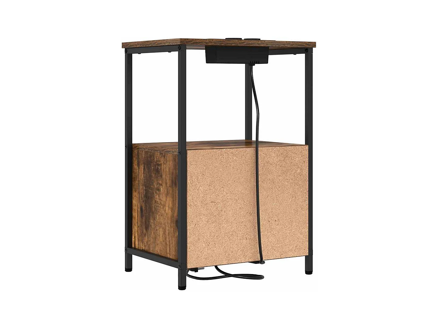 Mesita de noche con estación de carga 2 piezas Roble ahumado